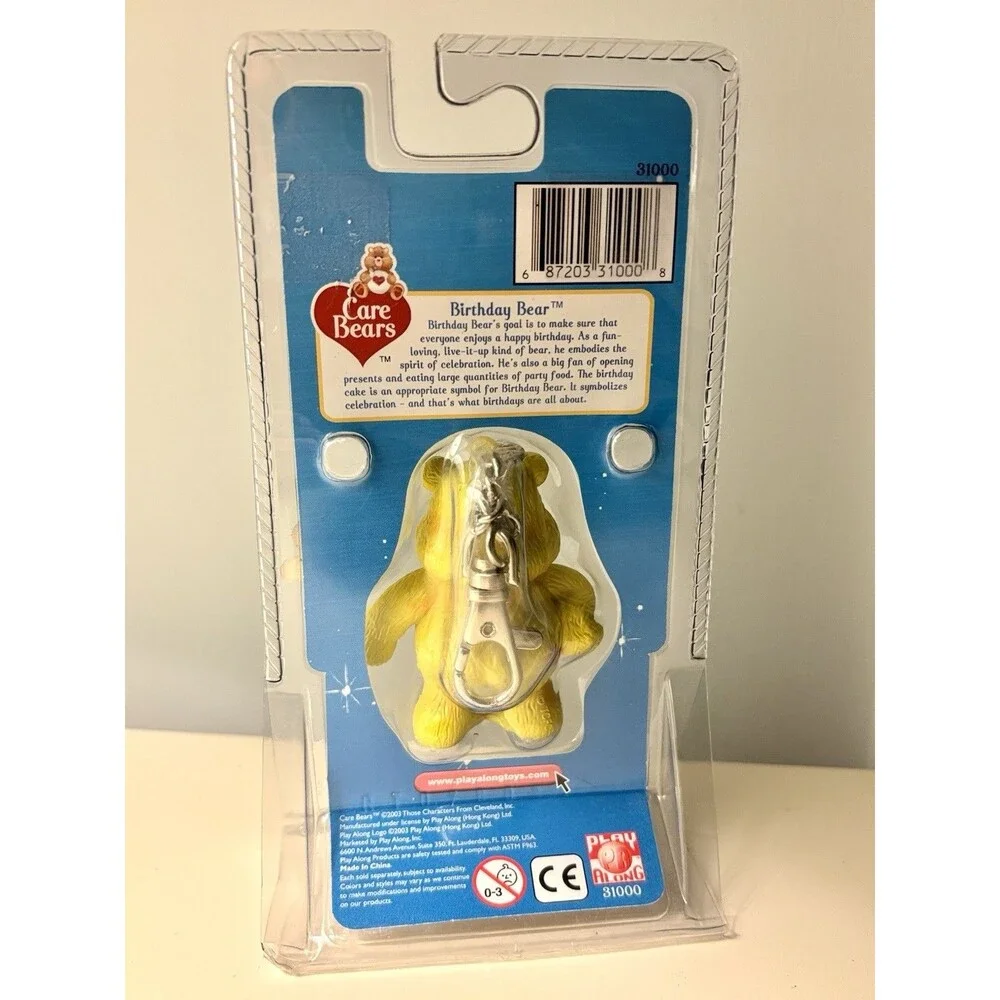 Care Bears Birthday Bear Clip On 2003 NOS RARE Keychain Bag Charm Y2K Collector